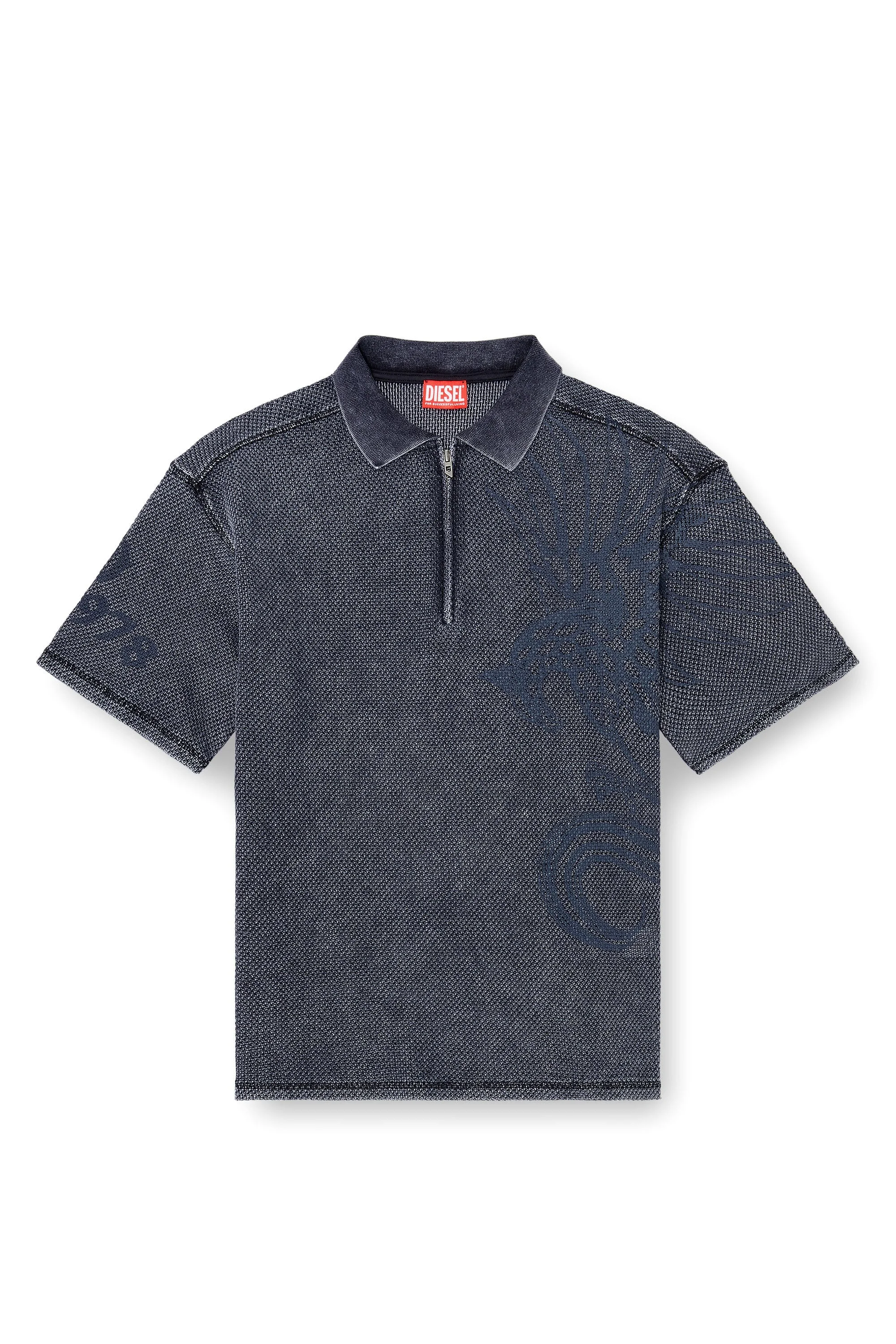 MESH-JACQUARD POLO SHIRT WITH PHOENIX PRINT - 1