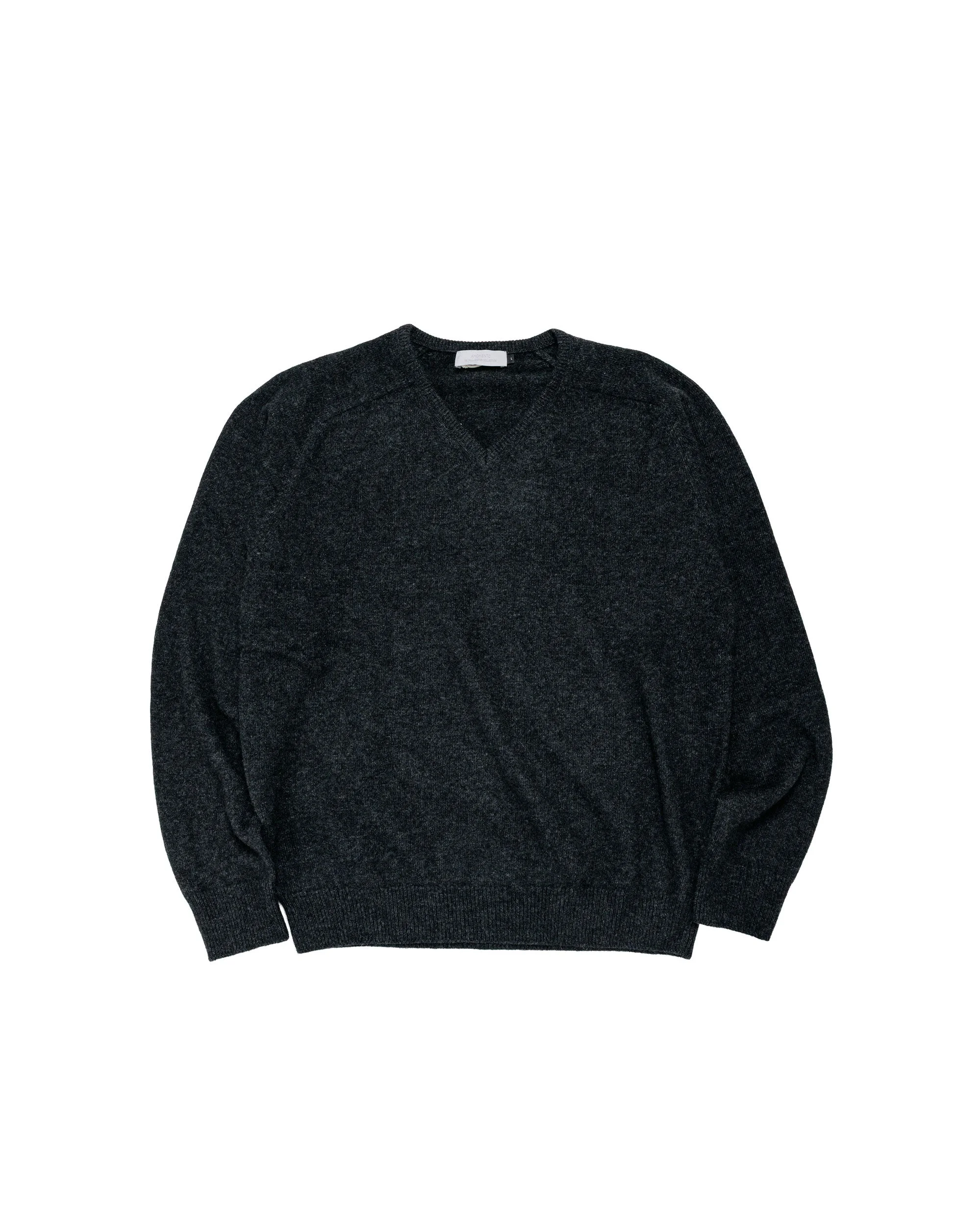 Racoon V-Neck Knit Charcoal - 1