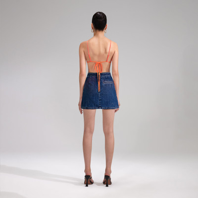 self-portrait Orange Rhinestone Triangle Bikini Top outlook