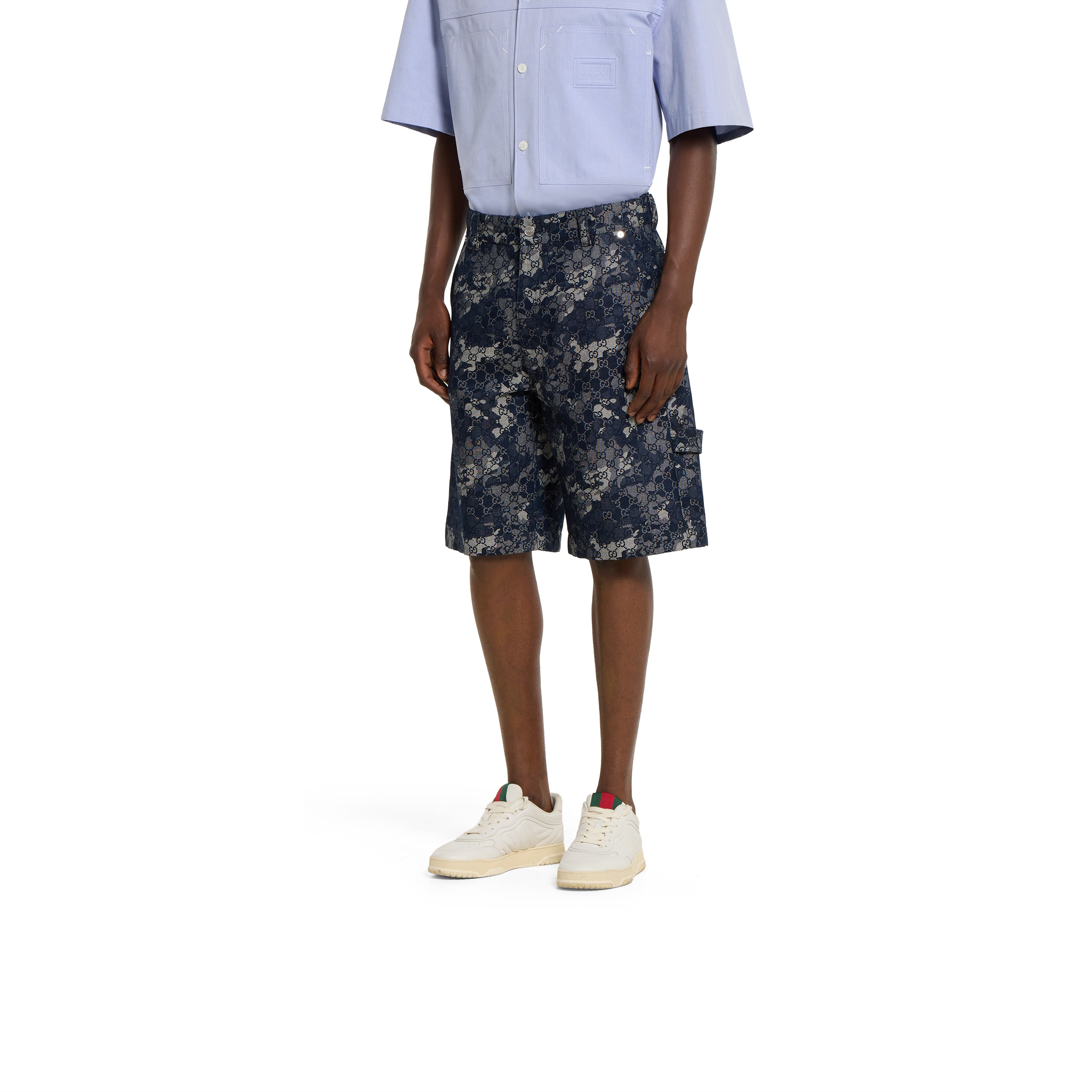 GG jacquard denim shorts - 3