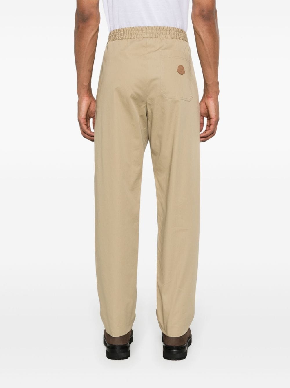 appliquÃ©-logo cotton tapered trousers - 4