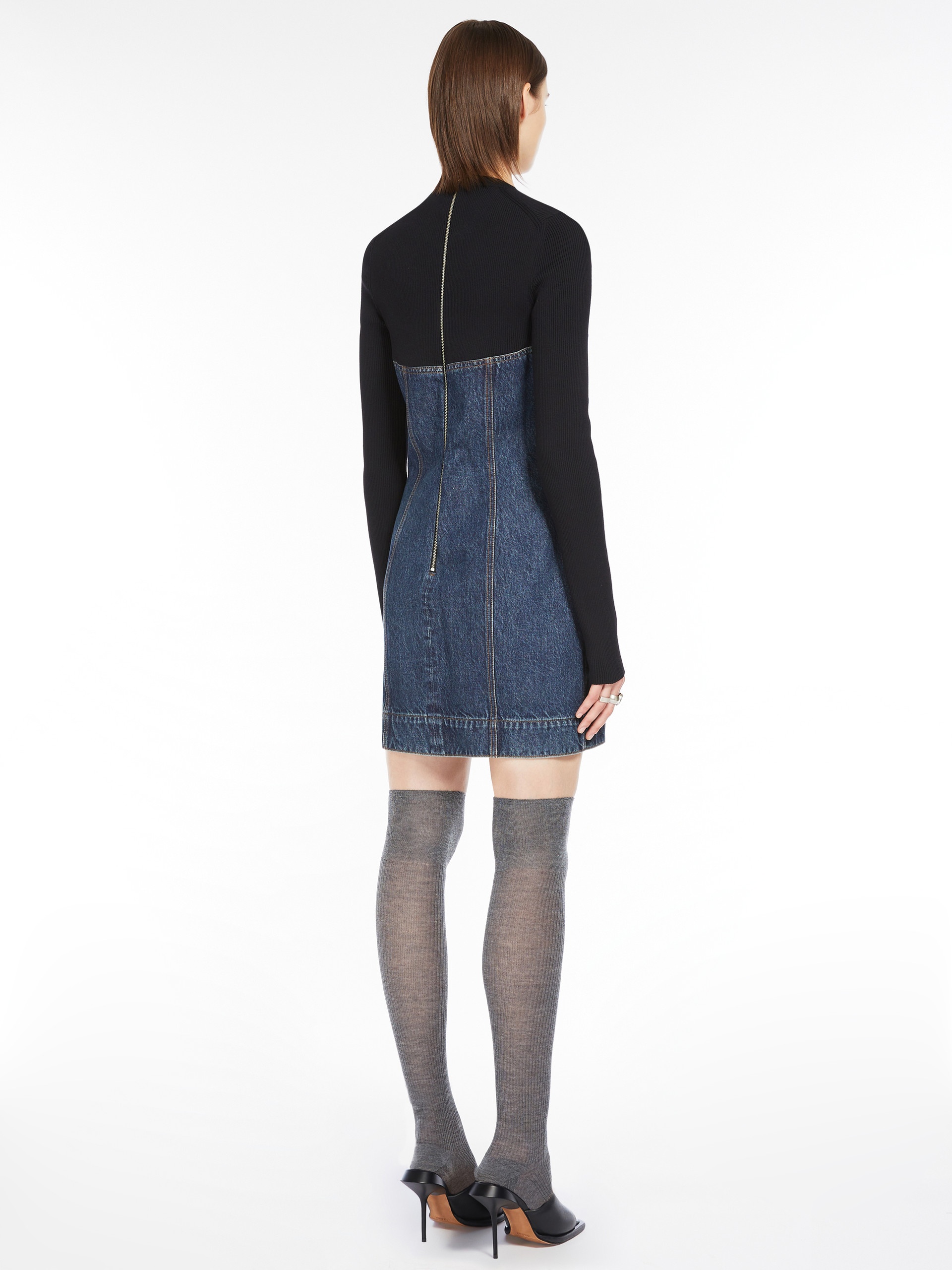 TETI Slim-fit denim and knit fabric dress - 4