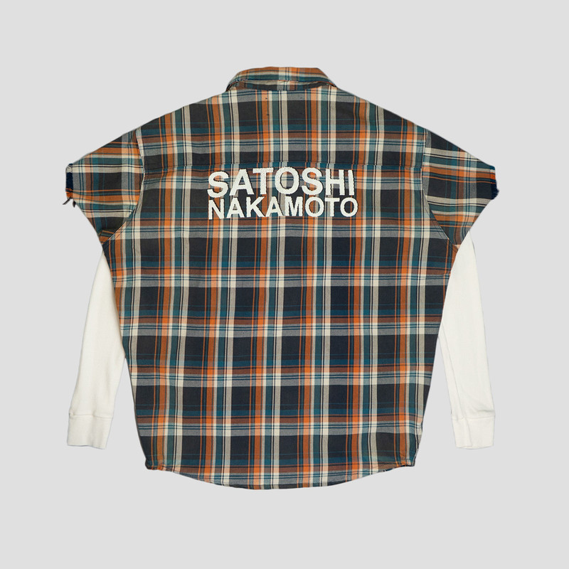 SATOSHI NAKAMOTO BENDER CUT OFF FLANNEL SHIRTS outlook