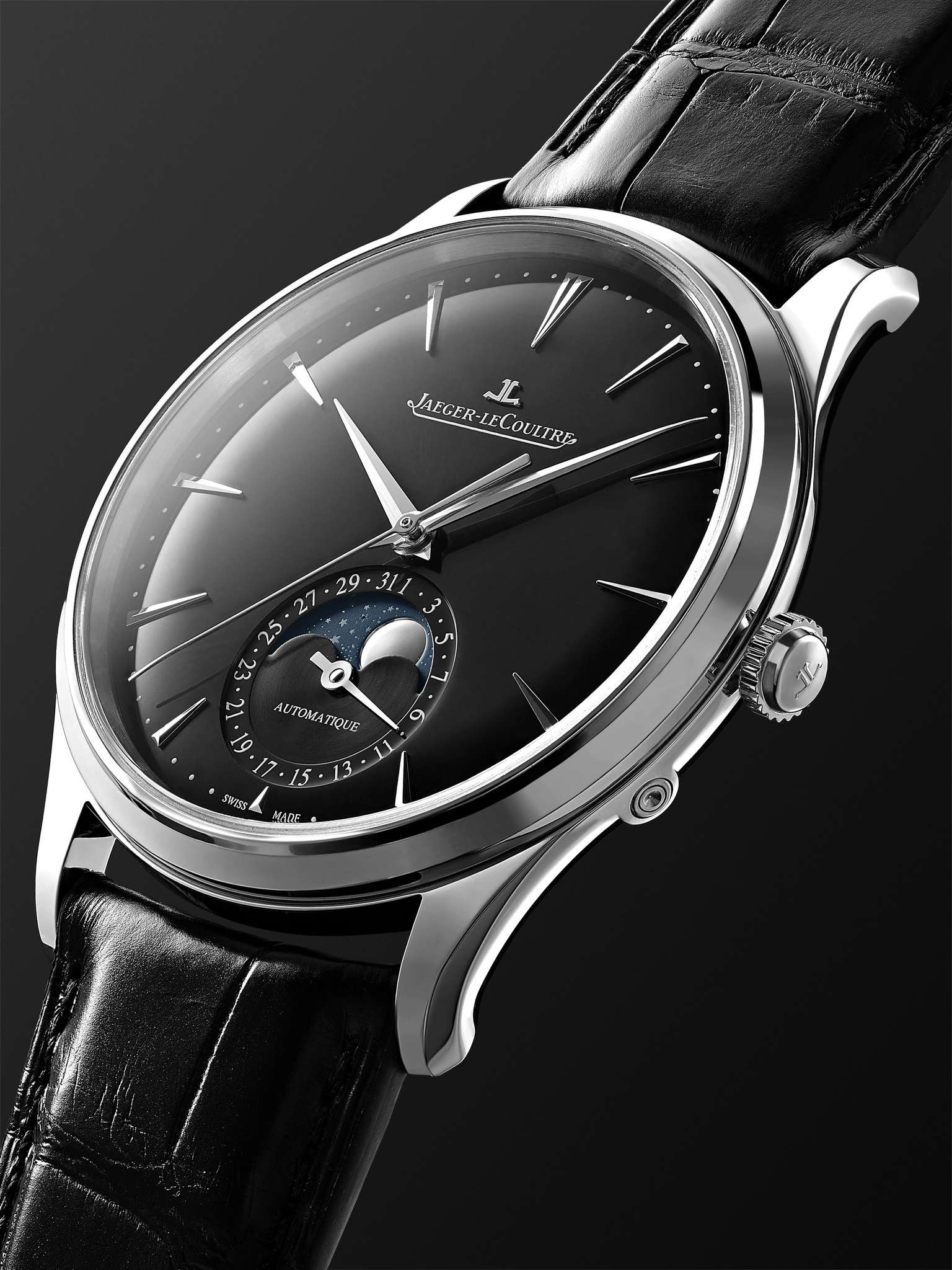 Master Ultra Thin Automatic Moon-Phase 39mm Stainless Steel and Alligator Watch, Ref. No. 1368471 - 4