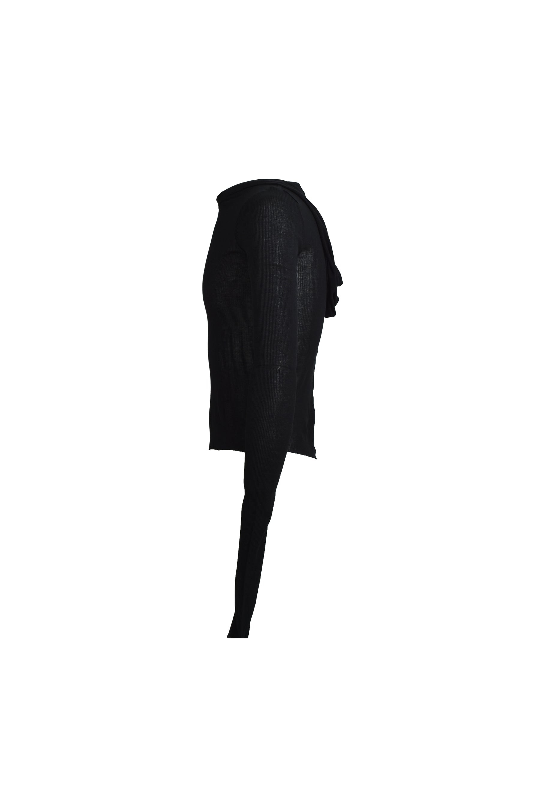 CROPPED HOODED RIB LS T / BLK - 3