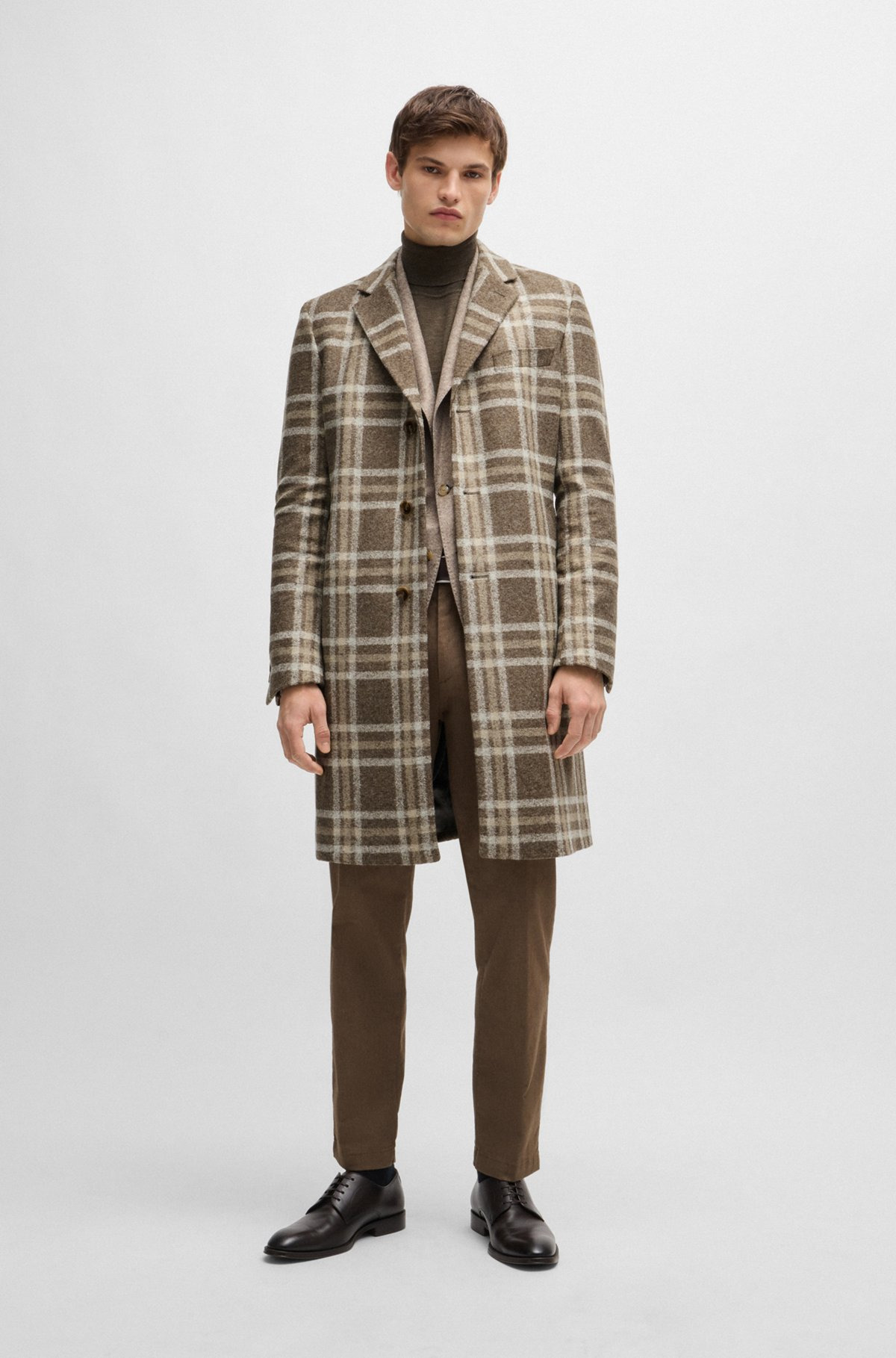 SLIM-FIT COAT WITH ALL-OVER CHECK - 4