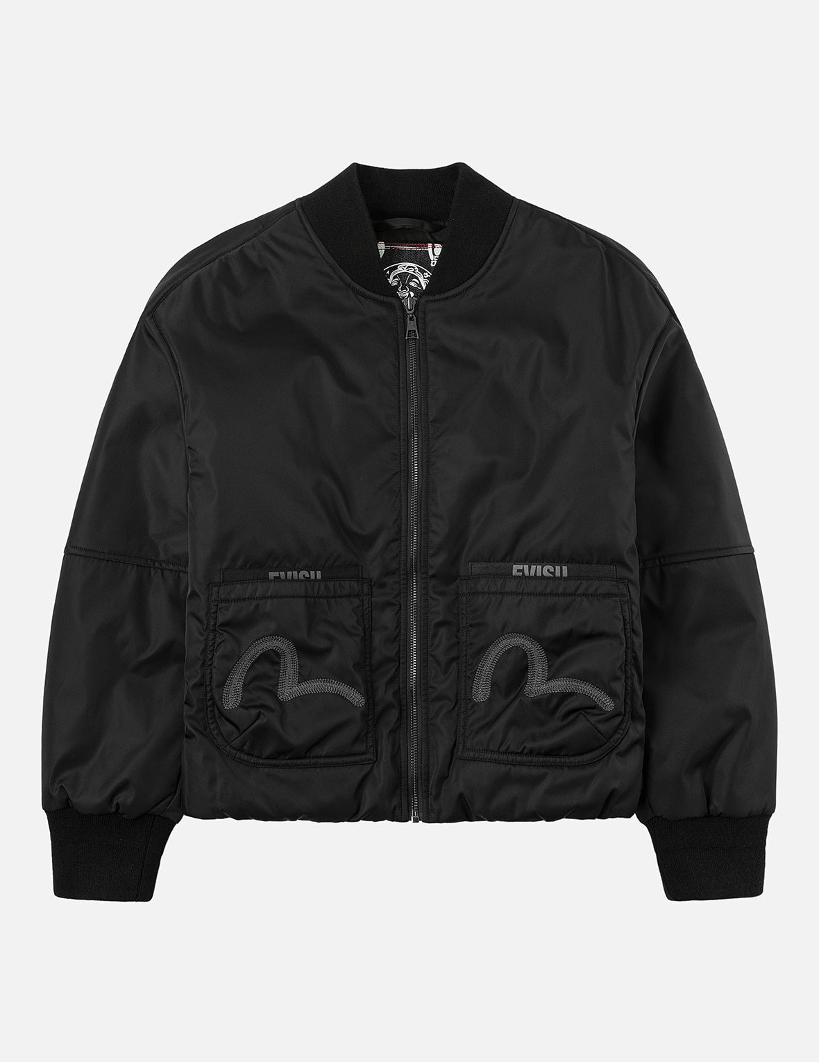 Fuzzy Cat Appliqué and Logo Embroidery Drop-Shoulder Bomber Jacket - 4