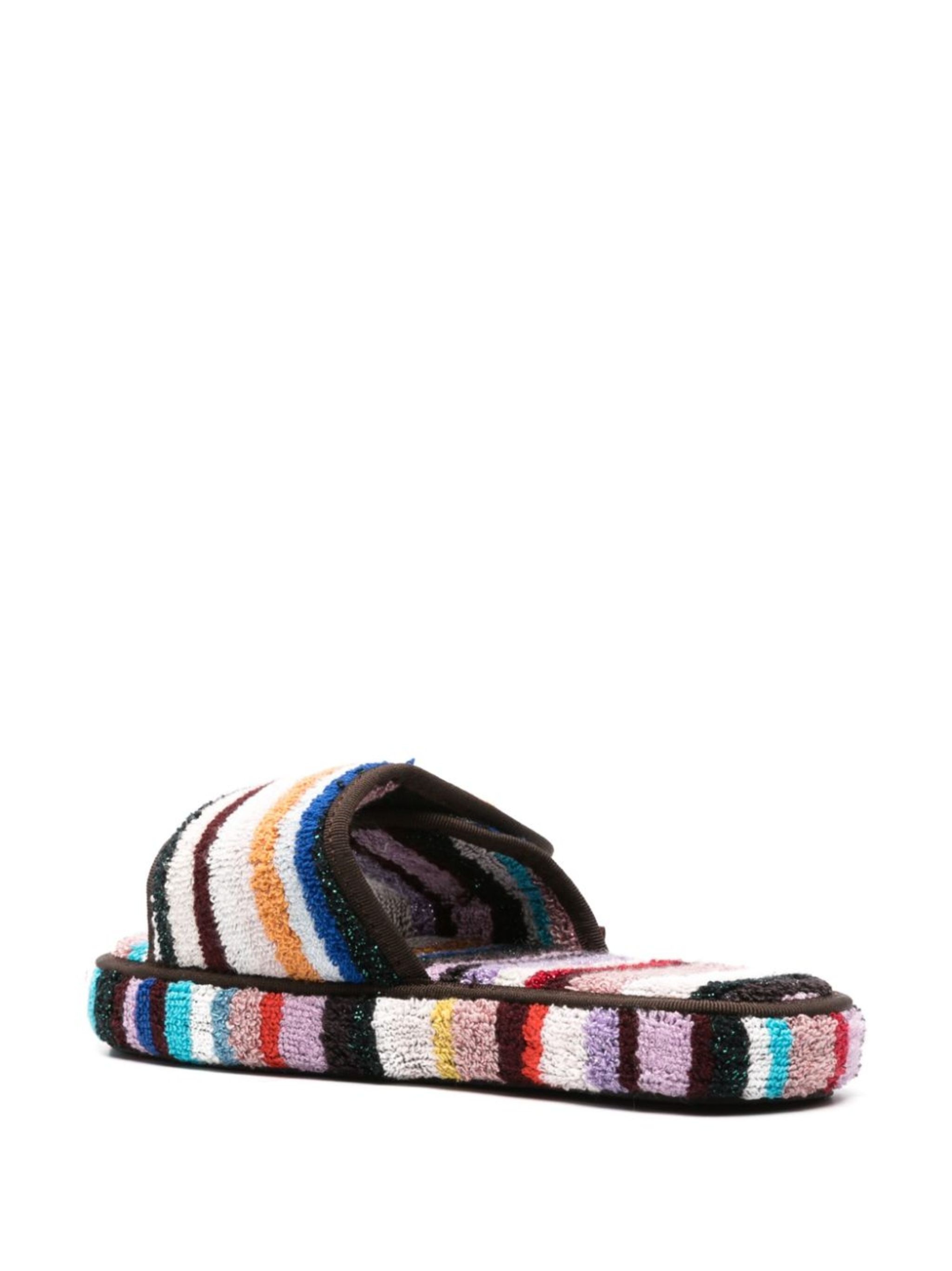 striped touch-strap slippers - 6