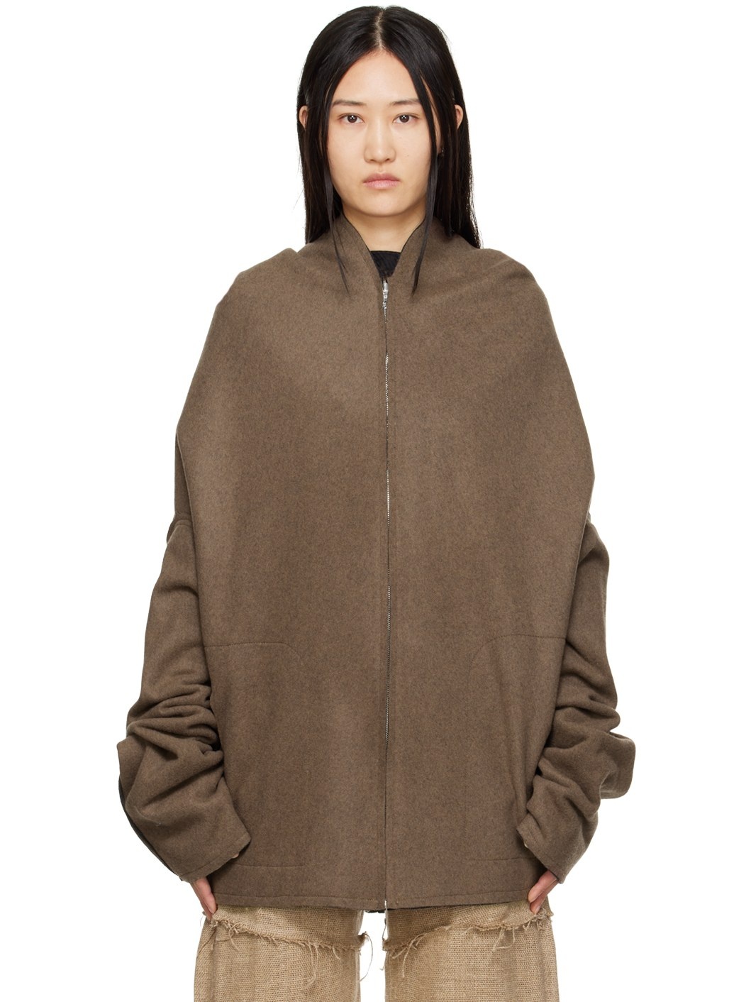 Brown Zip-Up Jacket - 1