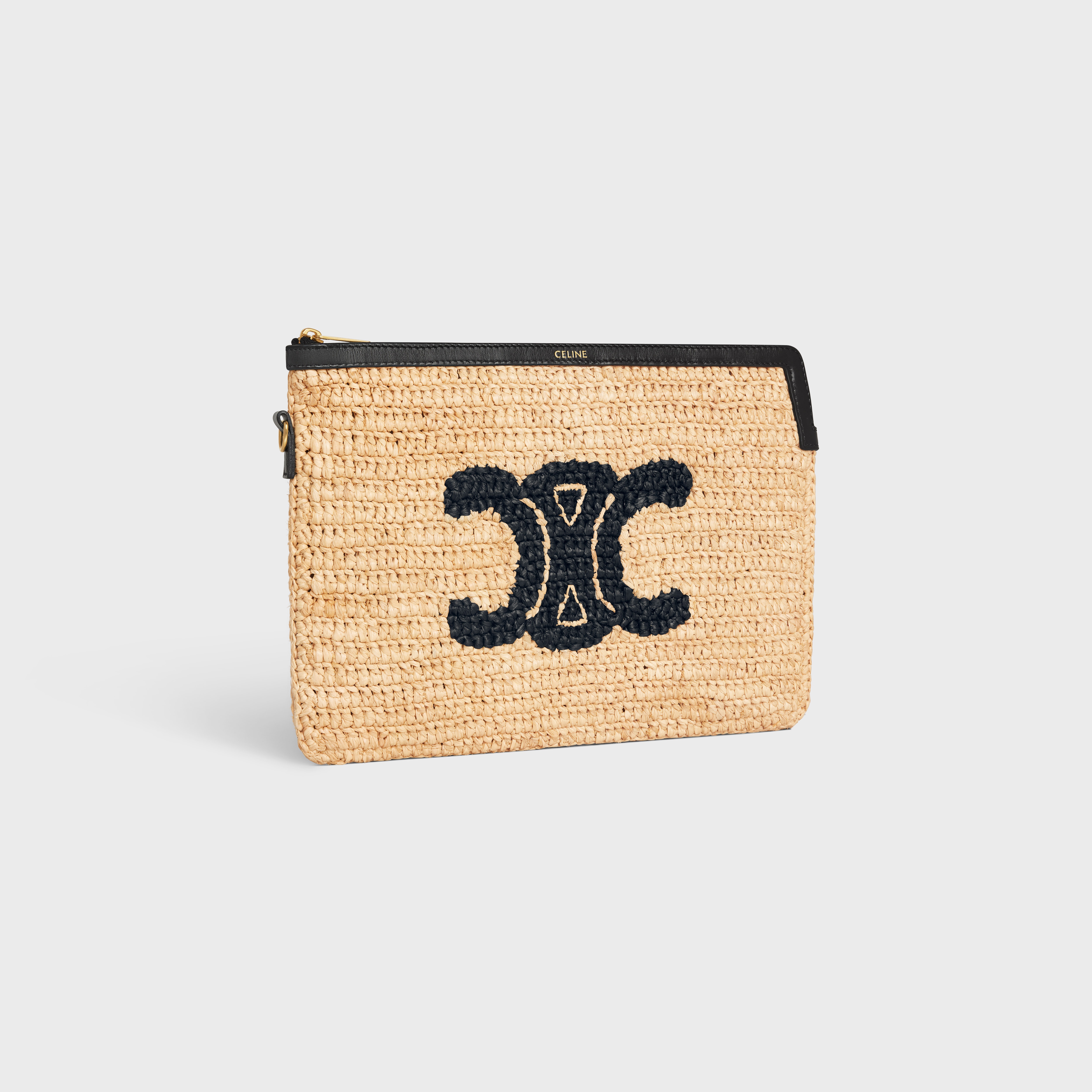 Small Pouch with strap CUIR TRIOMPHE in RAFFIA AND CALFSKIN WITH RAFFIA TRIOMPHE EMBROIDERY - 3