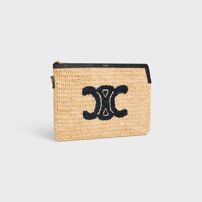 Small Pouch with strap CUIR TRIOMPHE in RAFFIA AND CALFSKIN WITH RAFFIA TRIOMPHE EMBROIDERY 3