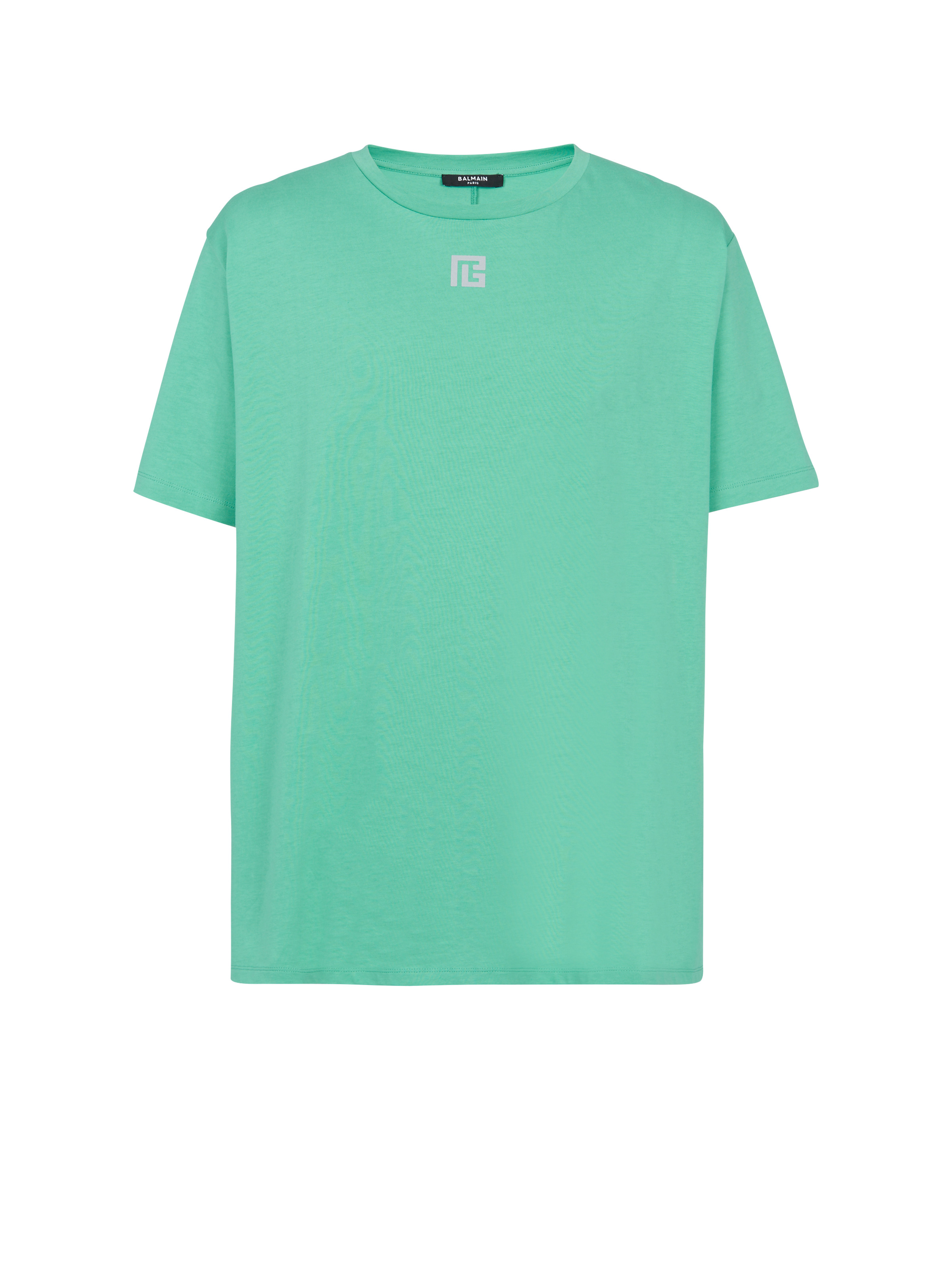 T-shirt in eco-responsible cotton with reflective Balmain maxi logo print - 1