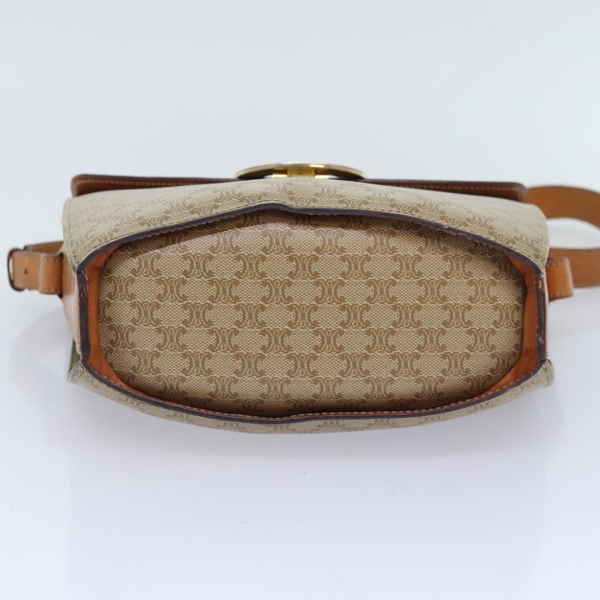 CELINE Macadam Canvas Shoulder Bag Beige Gold - 9