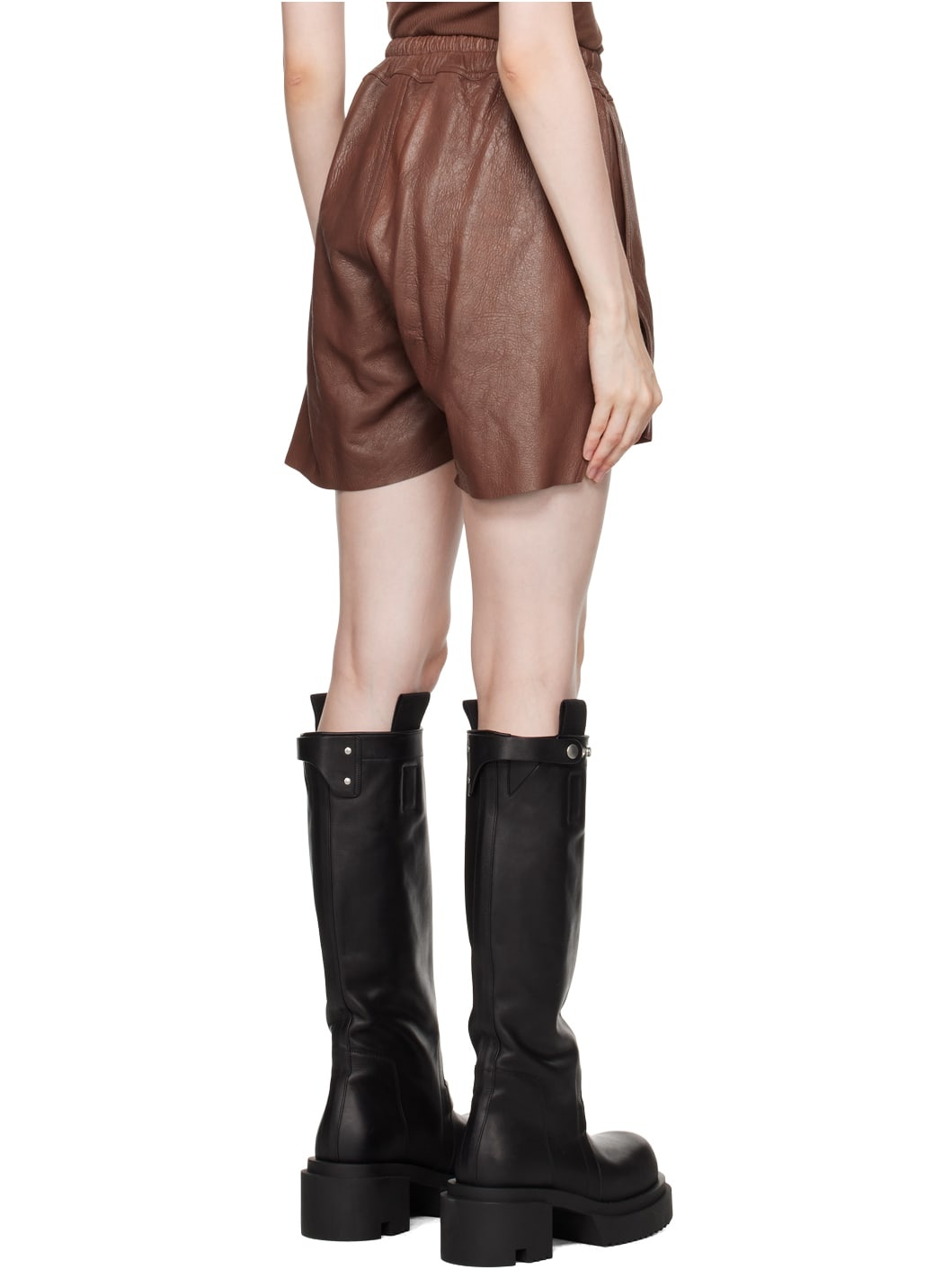 Brown Porterville Blister Leather Shorts - 3