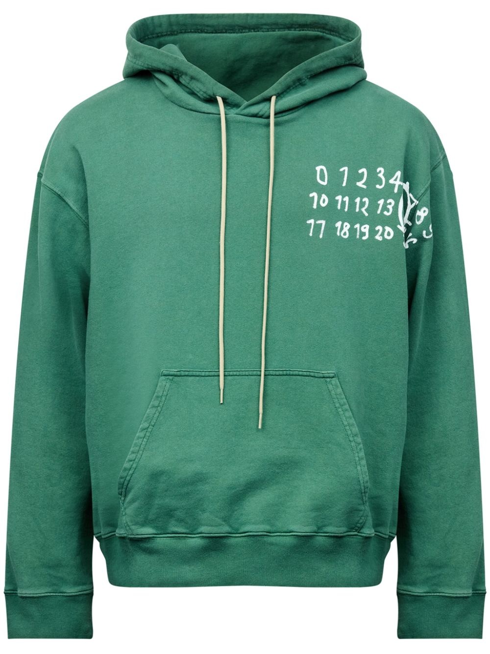 Numbers-motif cotton hoodie - 1