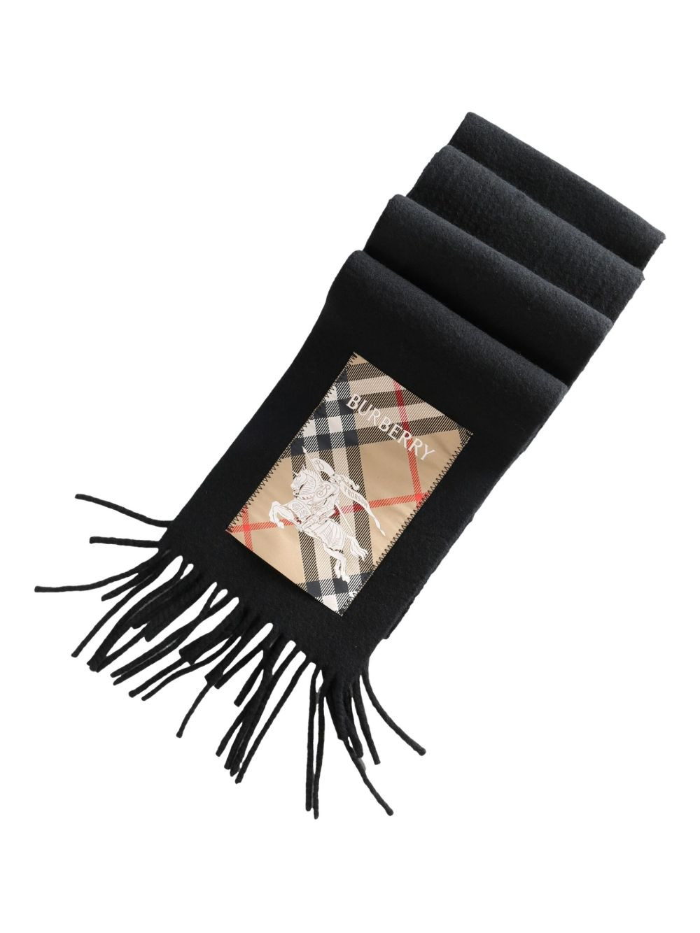 EKD-appliqué fringed scarf - 2