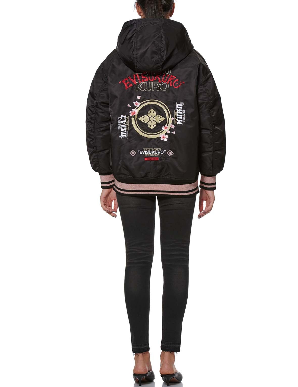 Floral and Kamon Embroidered Down Jacket - 5