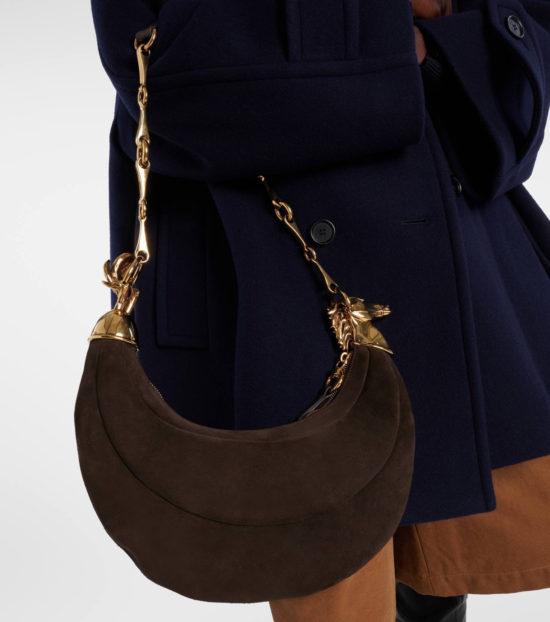 Chain Horse Small suede shoulder bag - 2