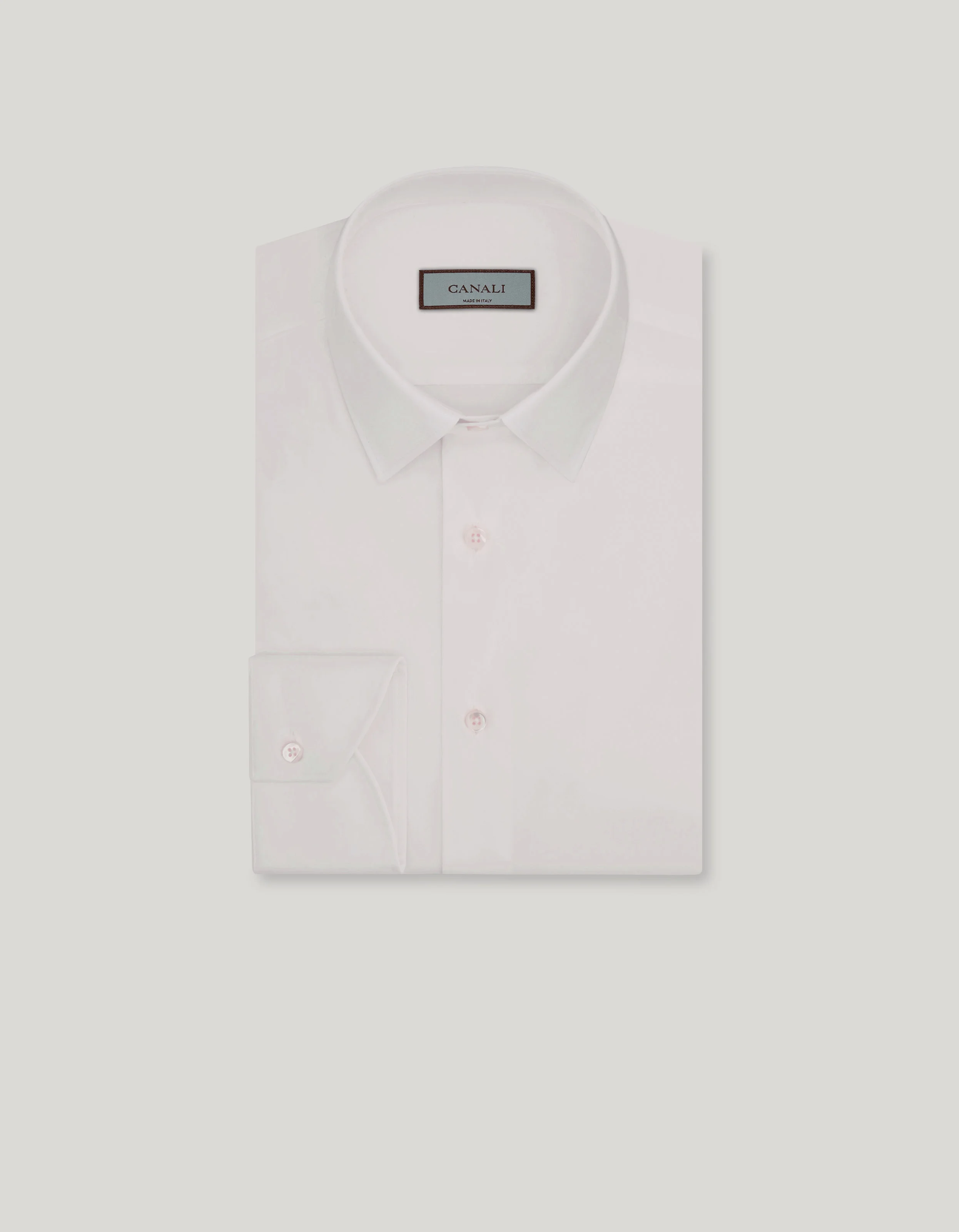 WHITE STRETCH COTTON-BLEND SHIRT WITH POINTED COLLAR - 1