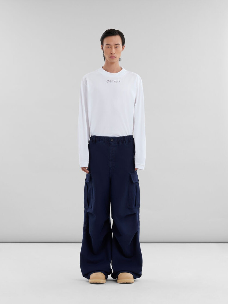 Marni NAVY ORGANIC MOLESKIN CARGO PANTS outlook