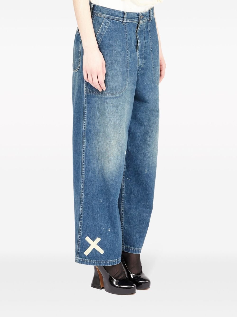 paint-splatter wide-leg jeans - 3