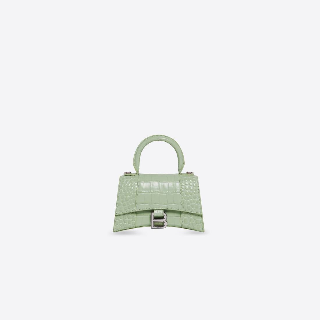 Women's Hourglass Xs Handbag Crocodile Embossed in Light Green - 1