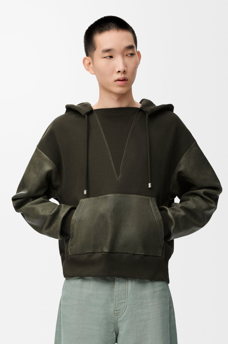 Hybrid hoodie in cotton and nappa lambskin 3