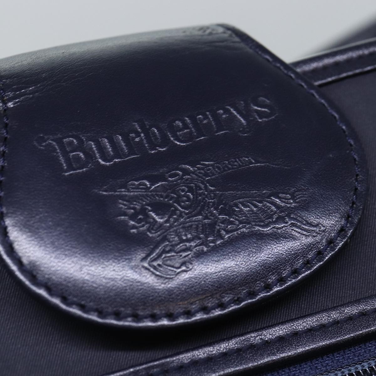 Burberry Shoulder Bag Nylon Leather Navy Gold - 10