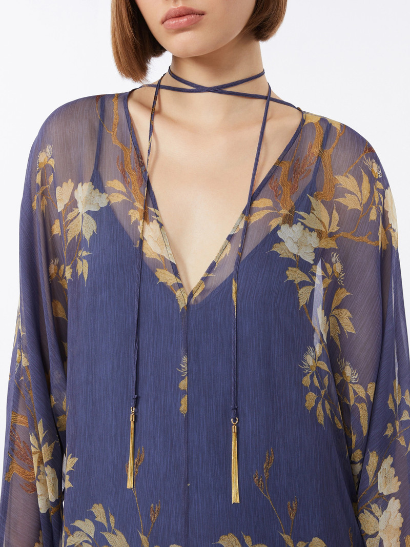 ANGUS Printed silk kaftan dress - NAVY 5