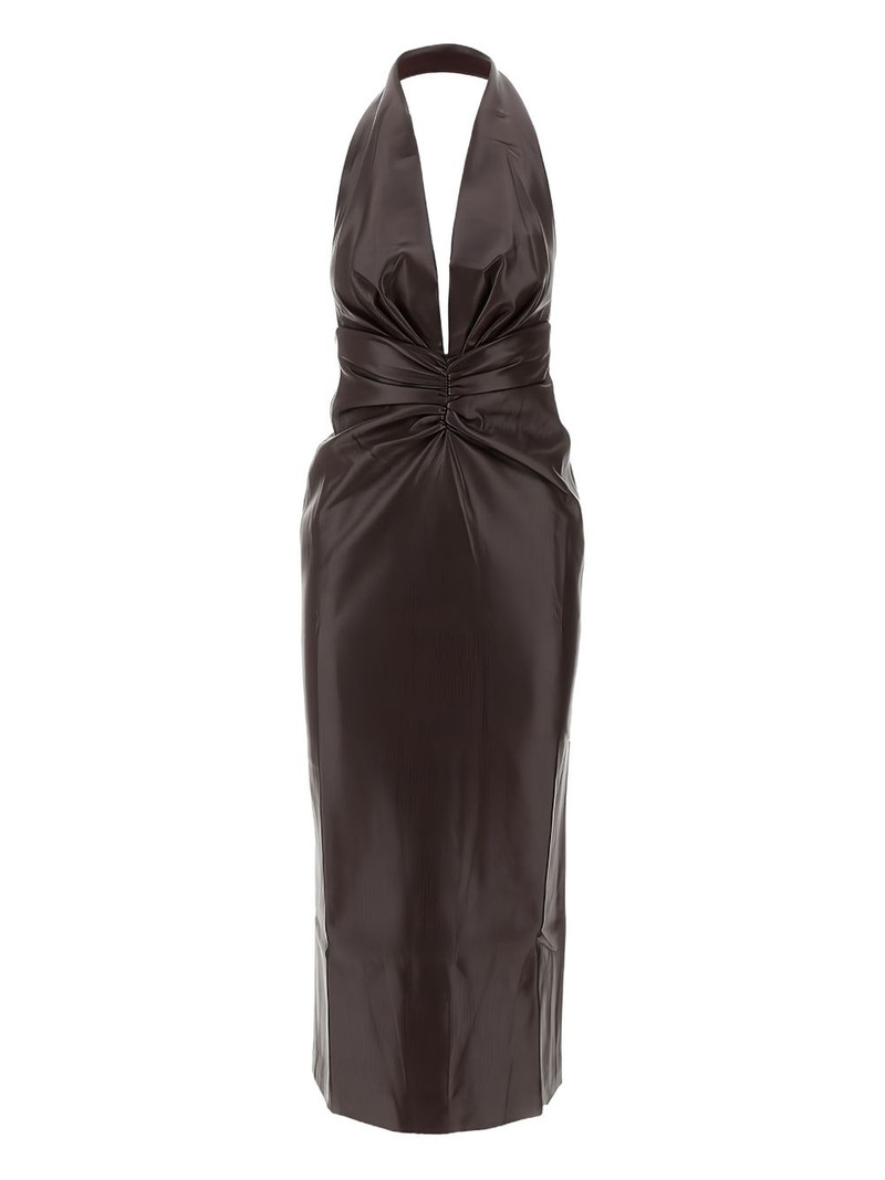 V-neck draped midi dress 1