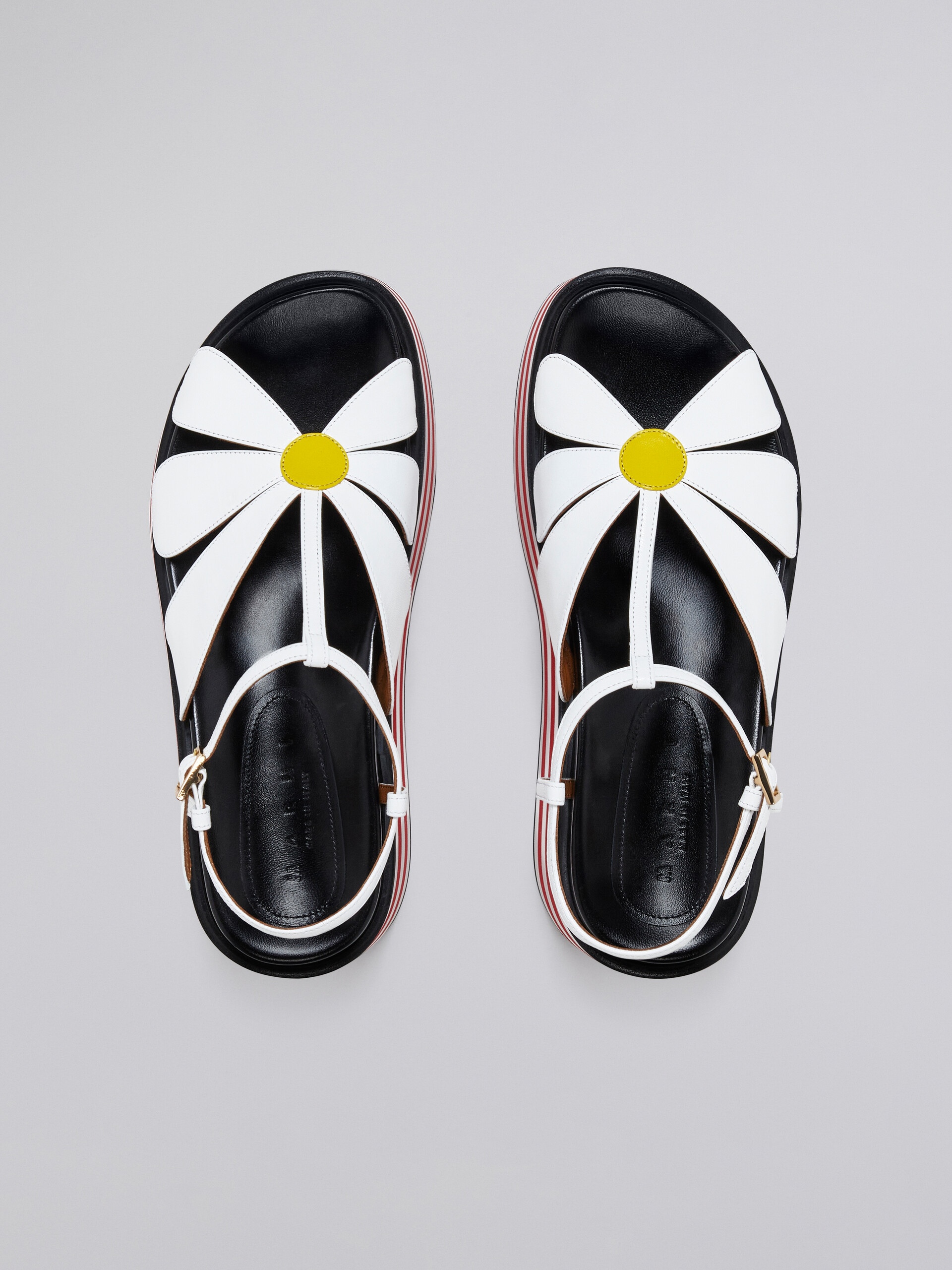 WHITE LEATHER FLOWER WEDGE SANDAL - 4