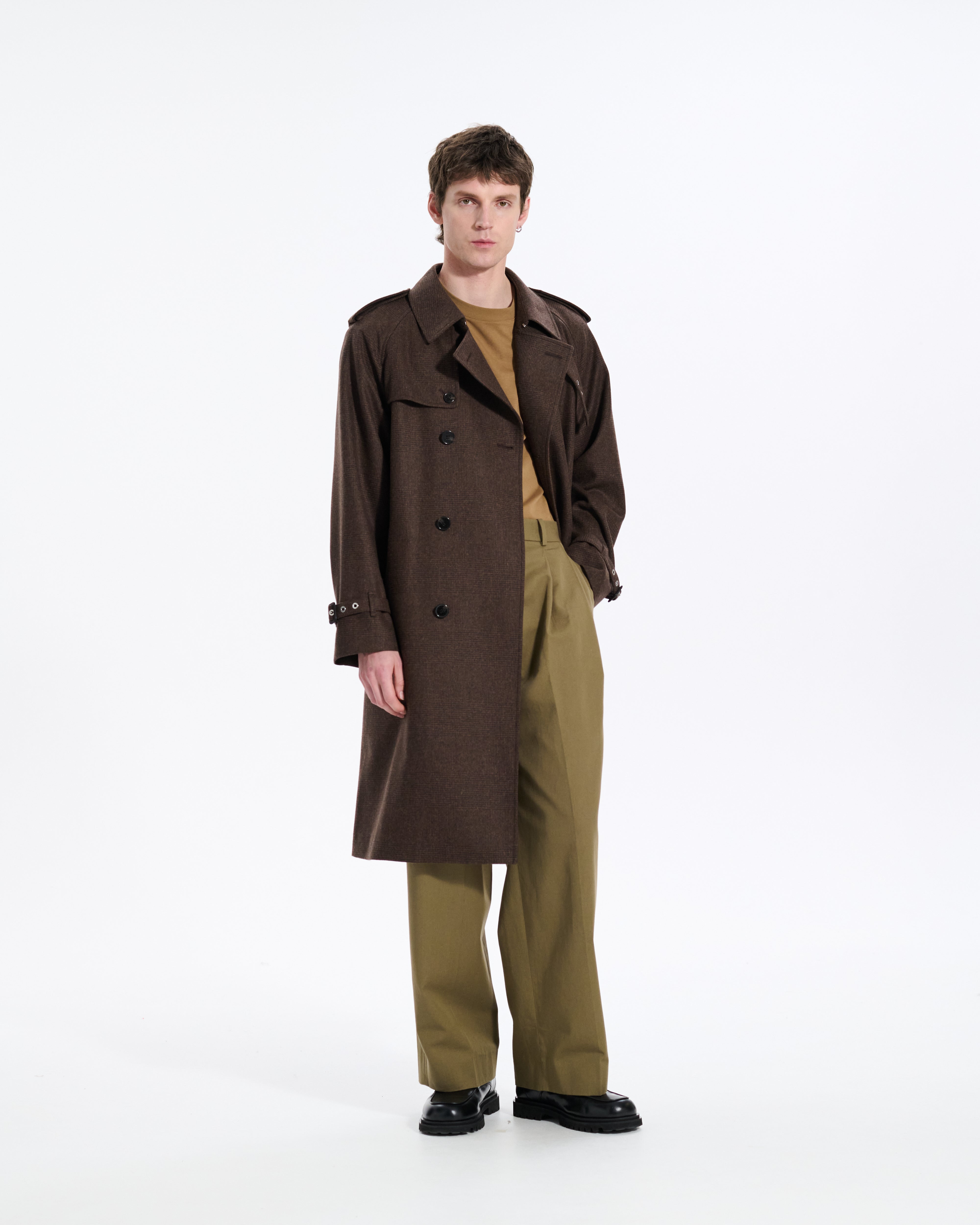 Blanefield Fox Brothers Double Breasted Wool Trench Coat - 2