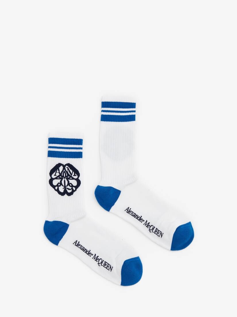 Men's Seal Logo Socks in White/cobalt - 1