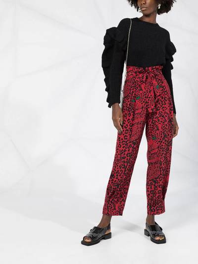 REDValentino leopard print high-waisted trousers outlook