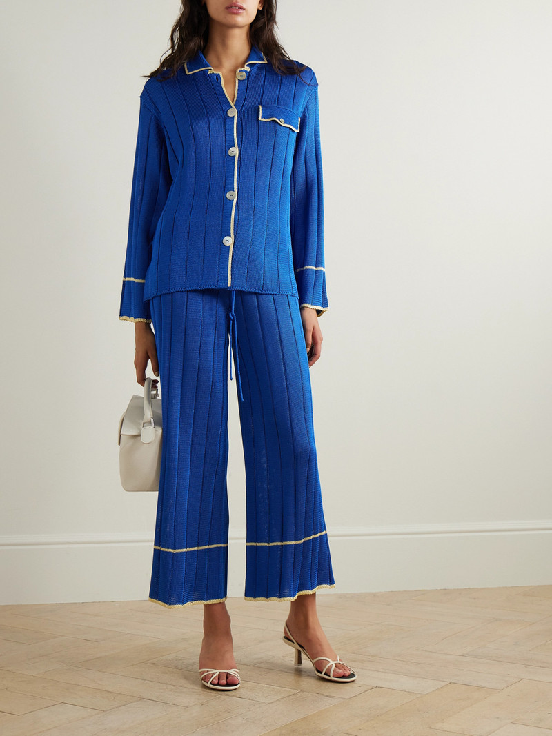 CALLE DEL MAR Ribbed-knit Wide-leg Pants outlook