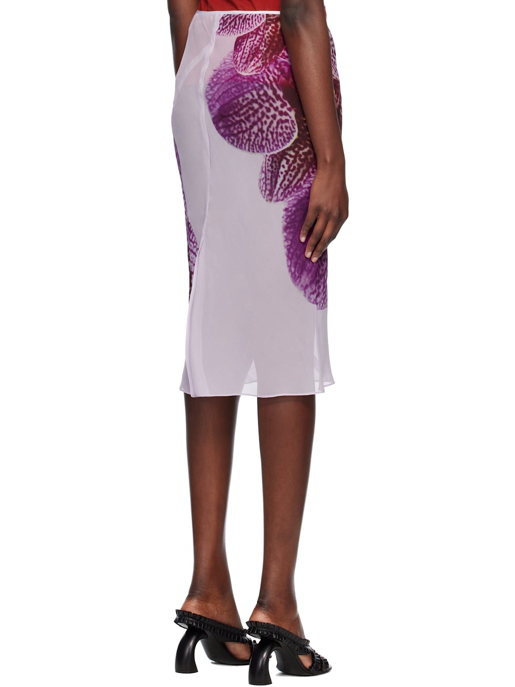 Purple Printed Silk Midi Skirt - 3