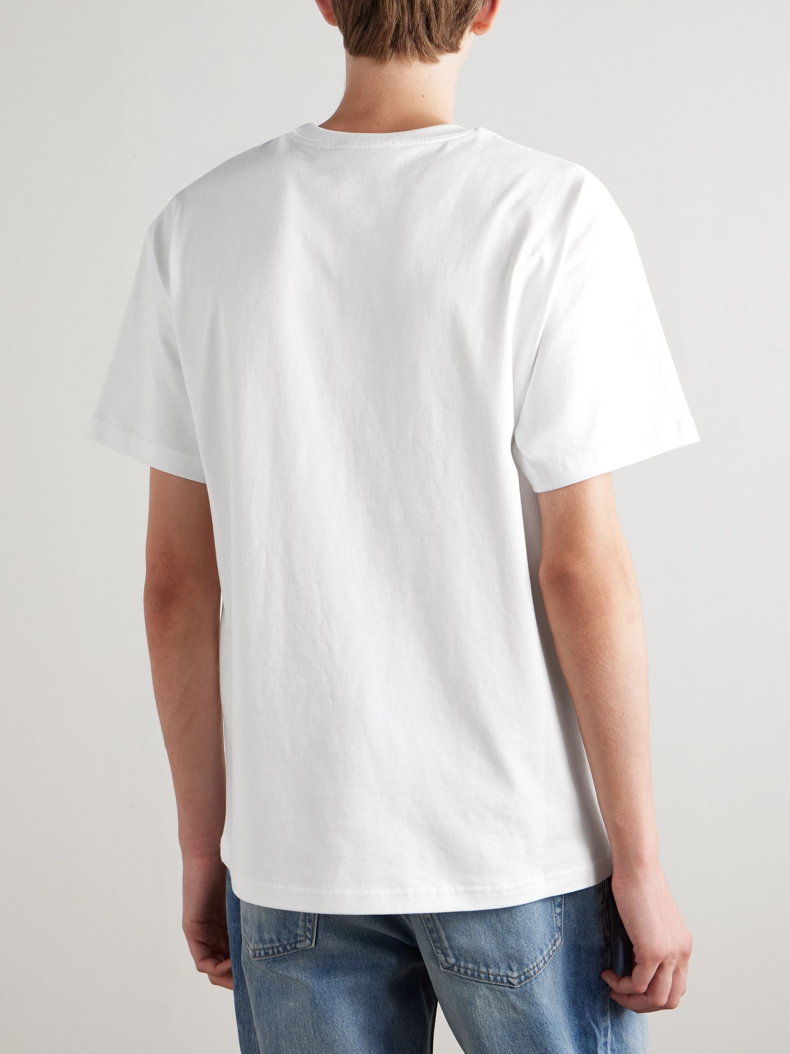 Logo-Appliquéd Cotton-Jersey T-Shirt White - 4