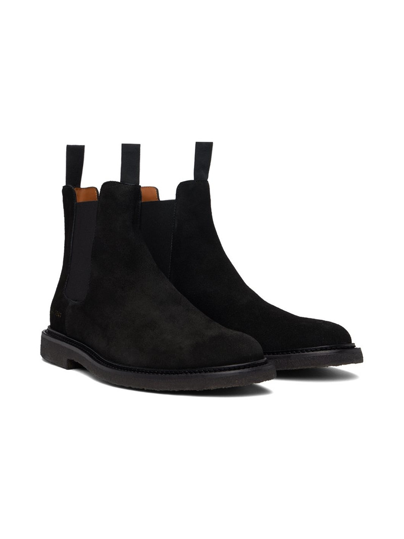 Black Waxed Suede Chelsea Boots 4