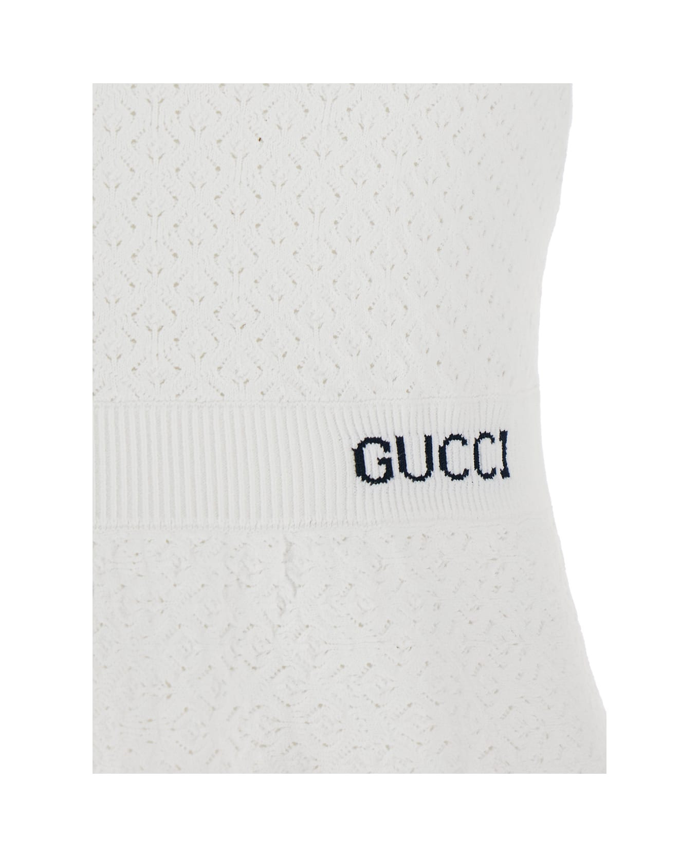 White Flared Dress With Logo Lettering Embroidery On The Front In Viscose Blend Woman - 3