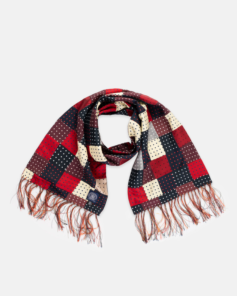 MADE-IN-USA PATCHWORK POLKA DOT SILK SCARF 1