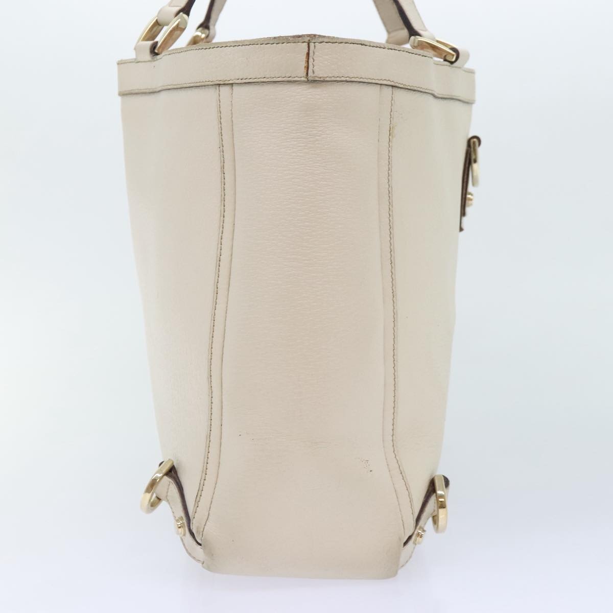 GUCCI Tote Bag Leather White Gold - 5