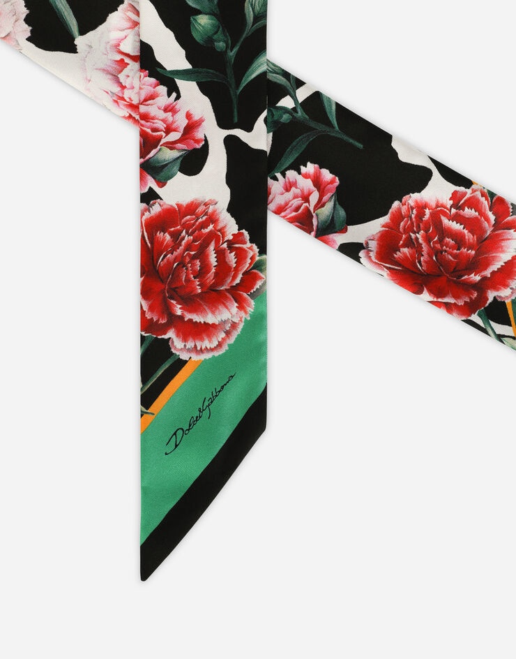 Carnation-print twill headscarf - 3