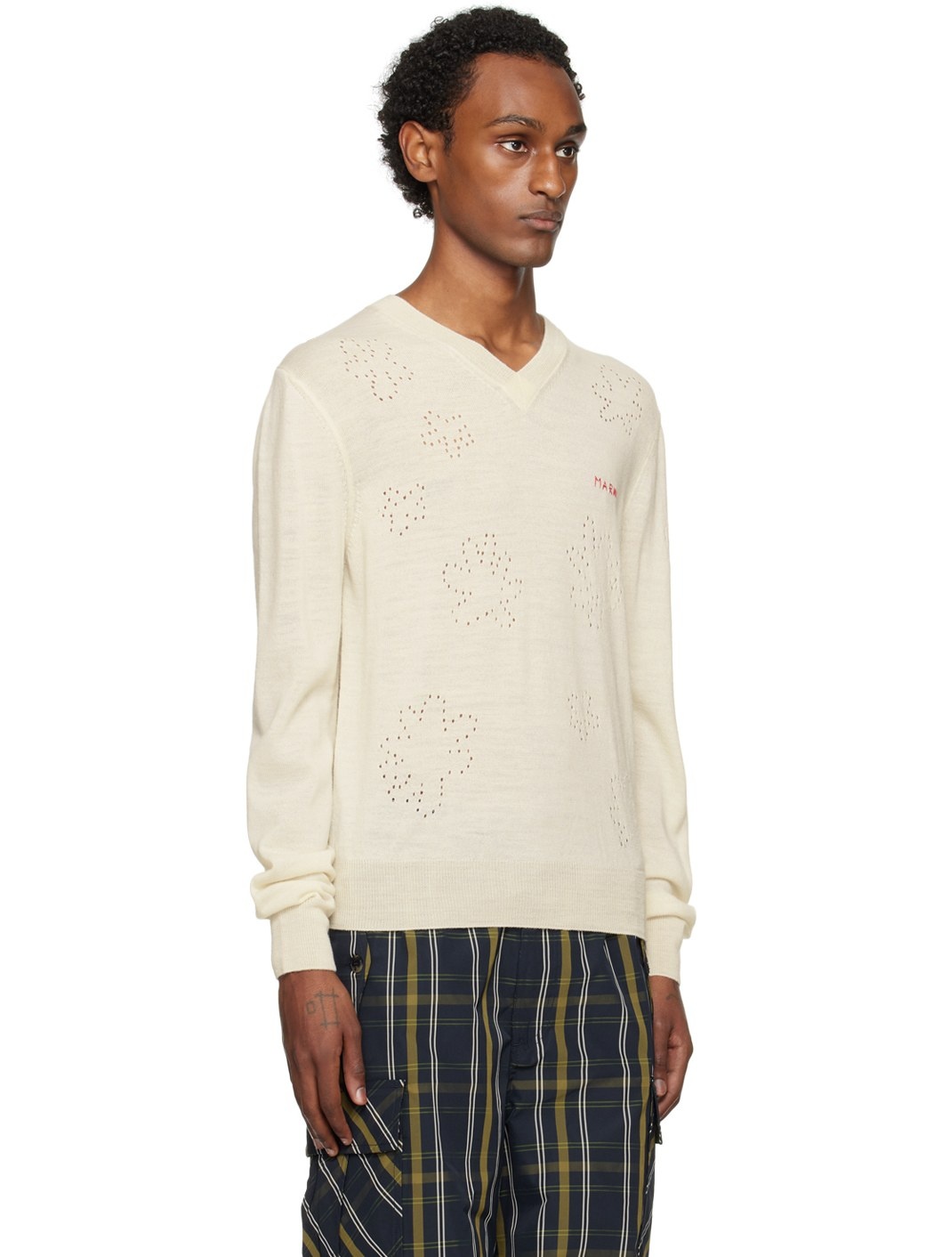 Off-White V-Neck Sweater - 2