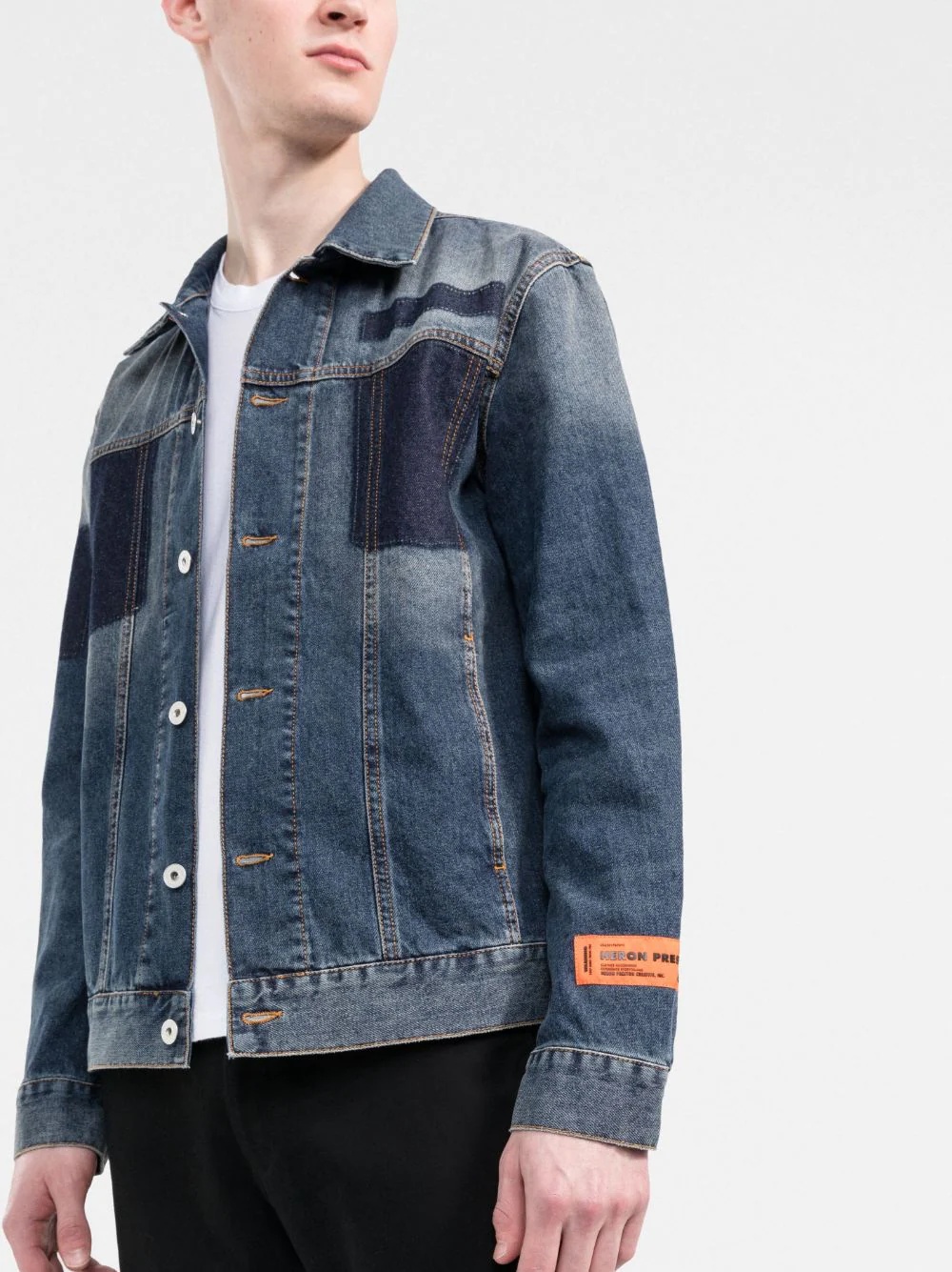 logo-patch denim jacket - 3