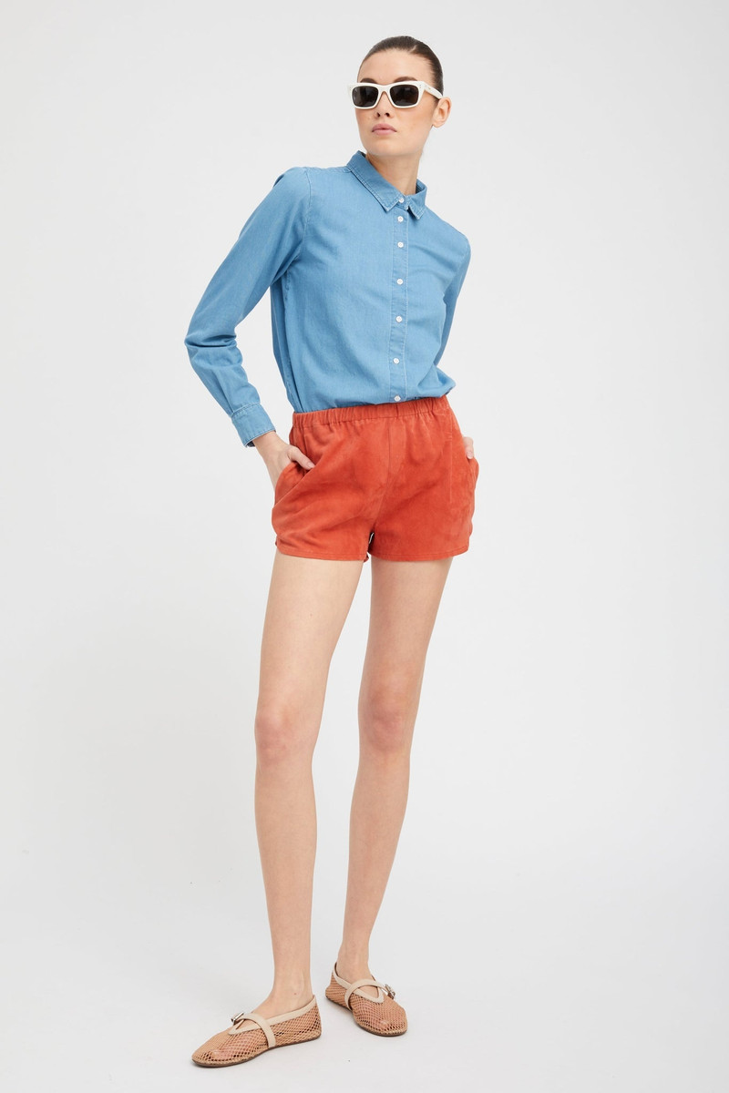 SPRWMN TERRACOTTA SUEDE SLIP SHORTS outlook