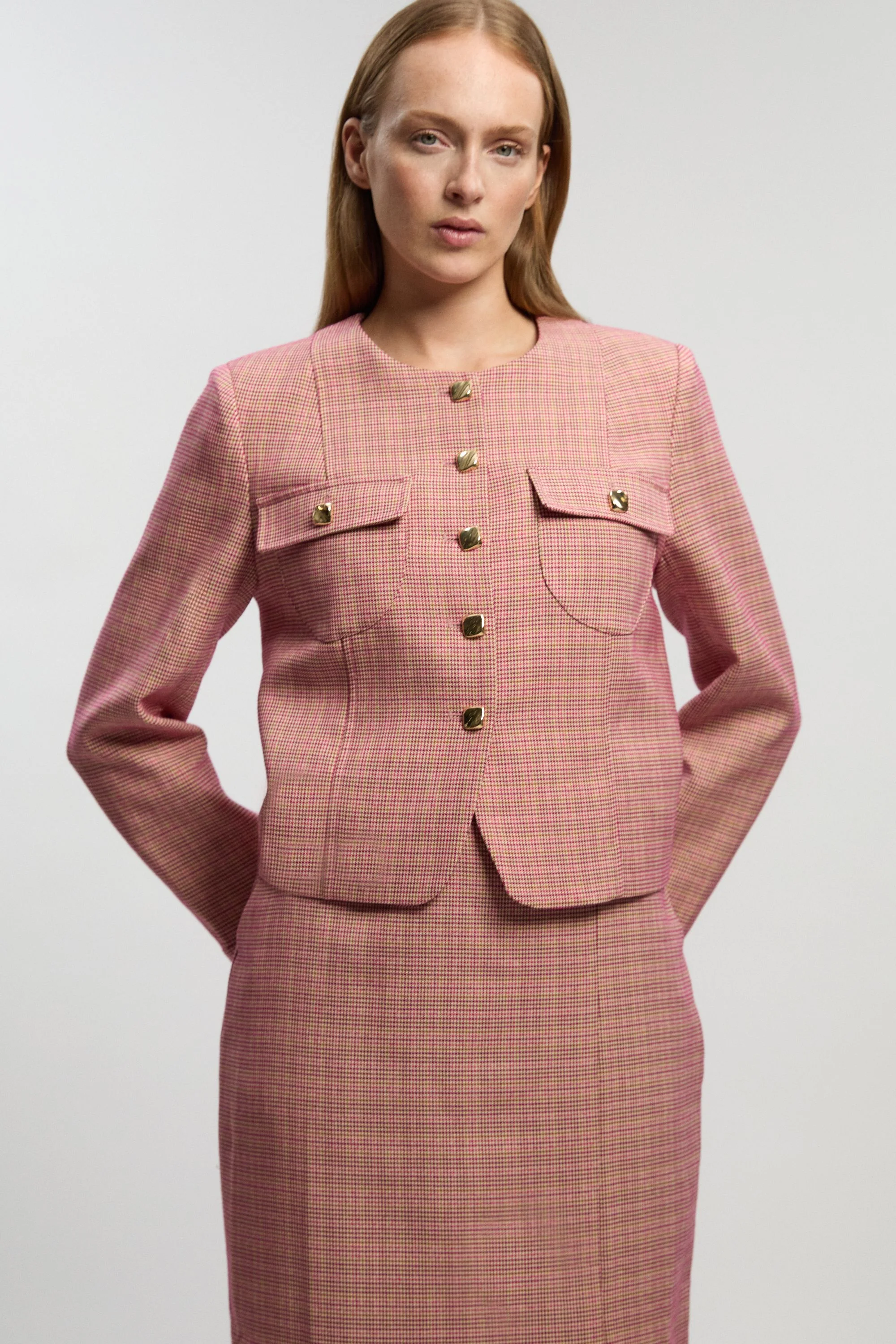 Tailored Check Cropped Jacket - 1