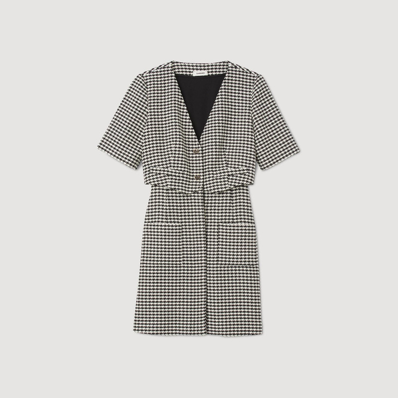 SHORT HOUNDSTOOTH TWEED DRESS 1