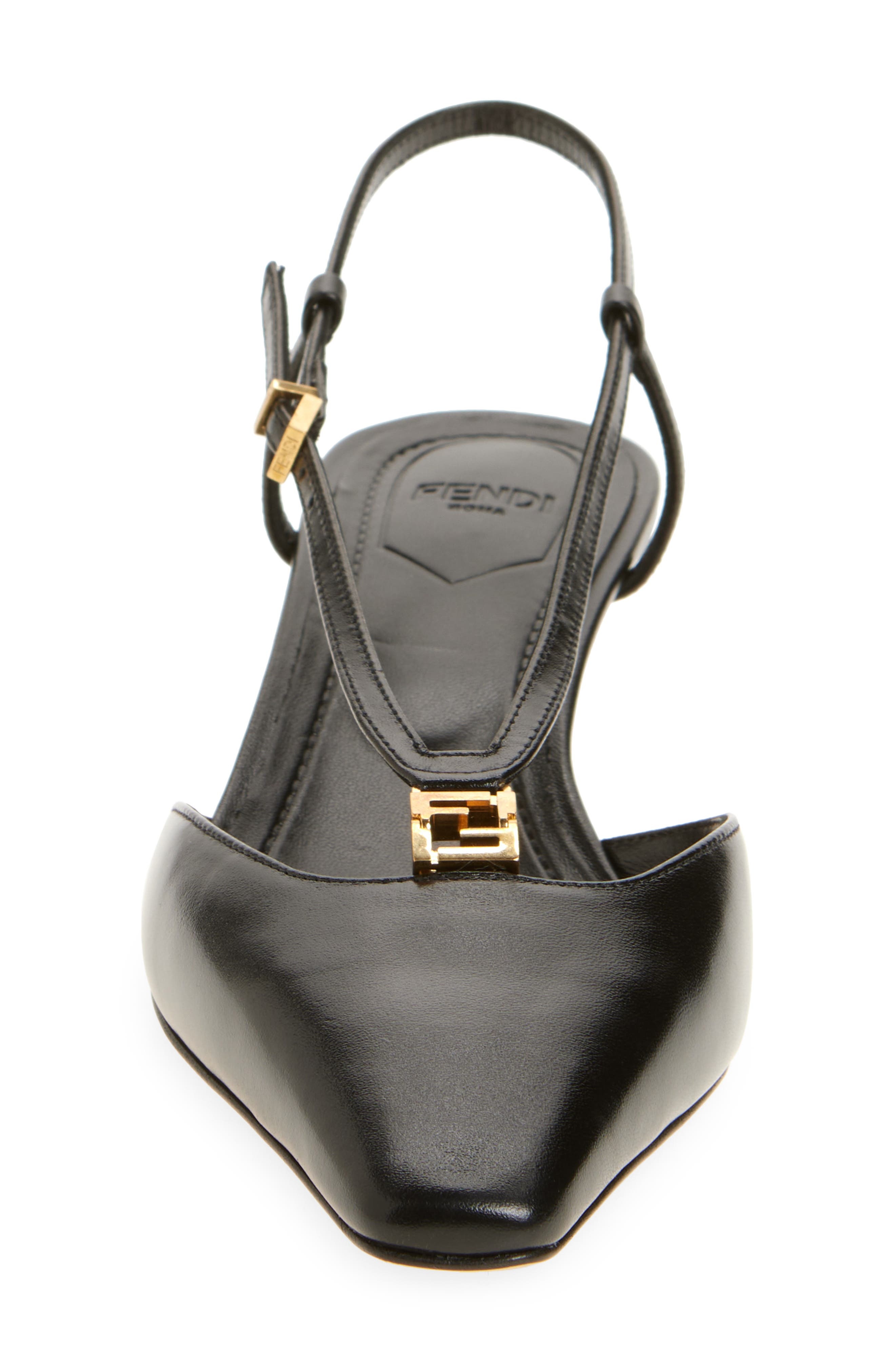 Fendi Fold Kitten Heel Slingback Pump in Nero at Nordstrom - 4