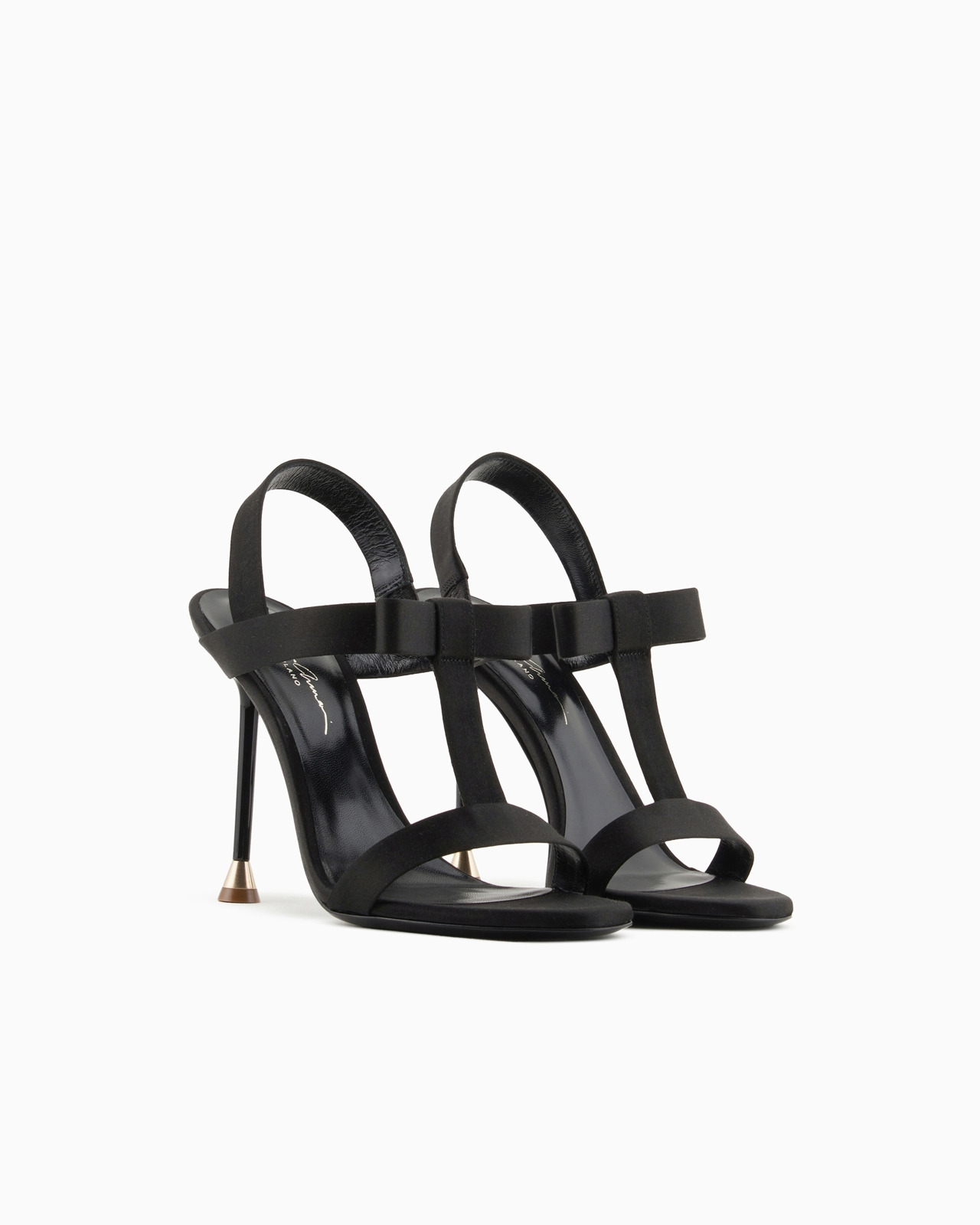 Brushed leather T-bar sandals with bow - 2