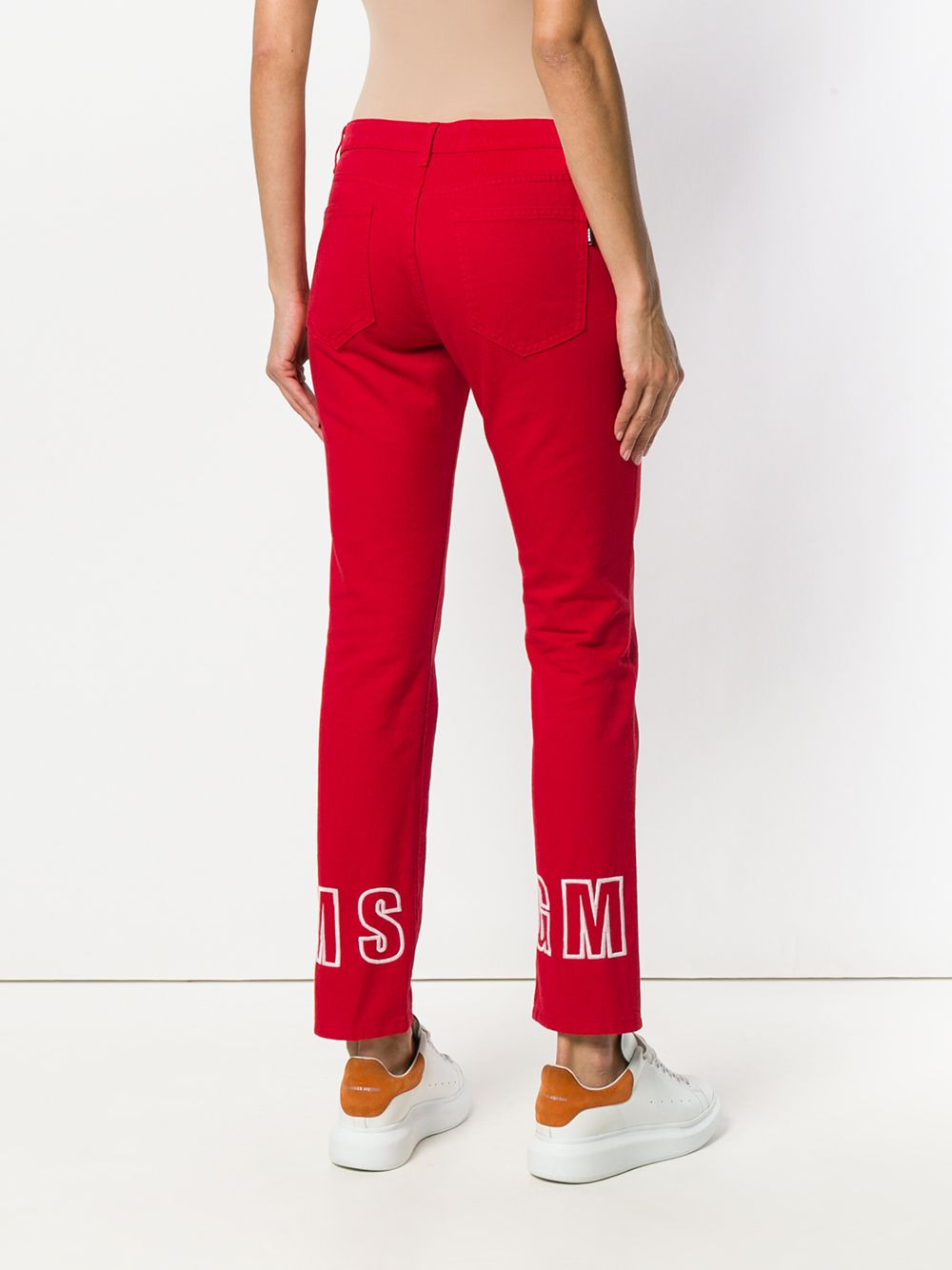 logo print slim-fit jeans - 4